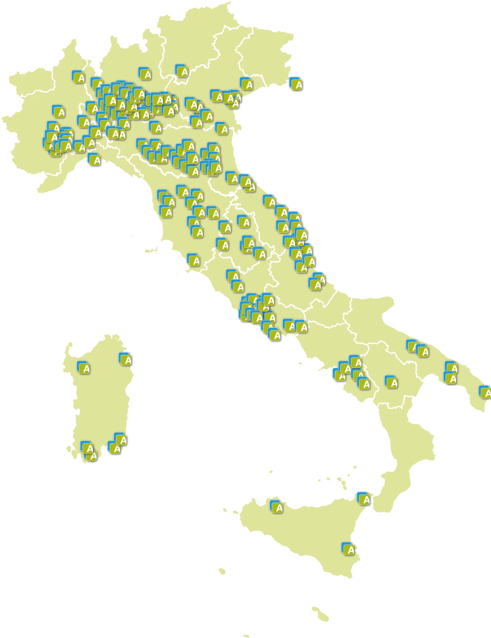 distribuzione punti PrivatAssistenza sul territorio italiano