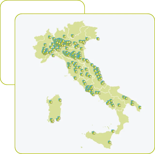 Mappa dell'Italia con tutti i centri PrivatAssistenza